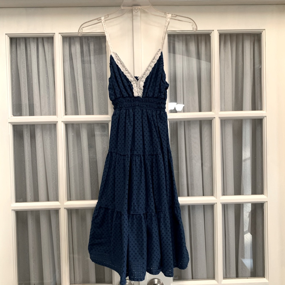 Aeropostale navy blue tiered mini dress S